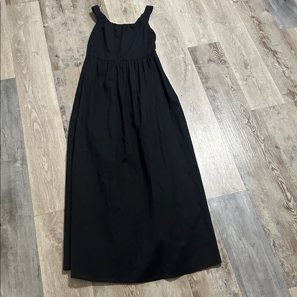 Runway Black Sleeveless maxi Dress %100 cotton minimalist women’s size 12